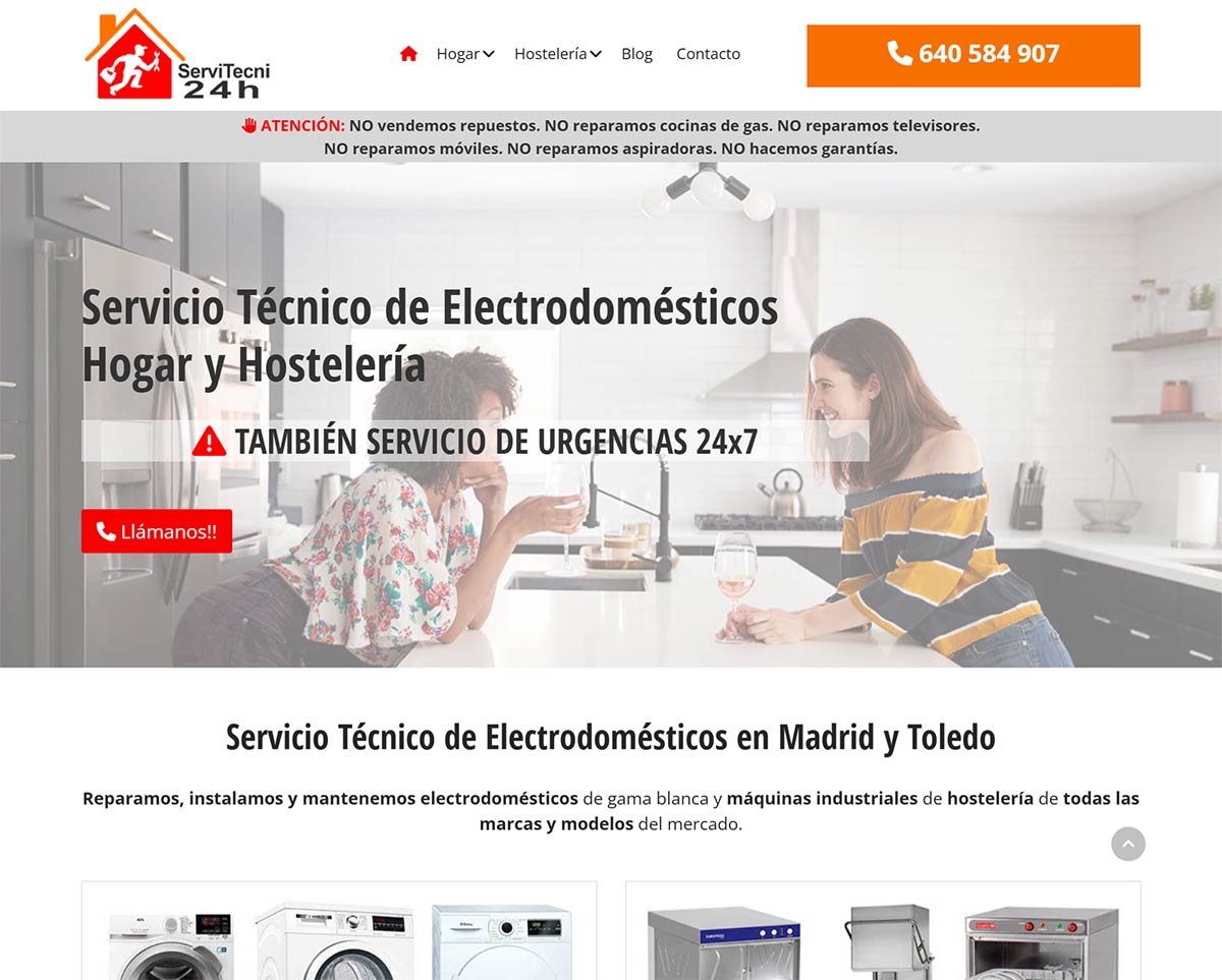 Página web en Madrid: Servitecni24h. Nueva referencia de Azaelia